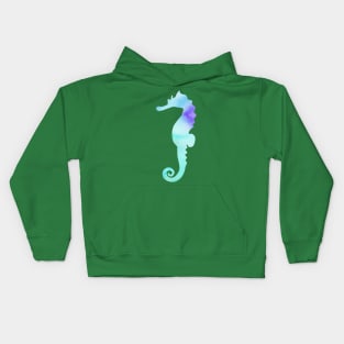 Blue seahorse silhouette Kids Hoodie